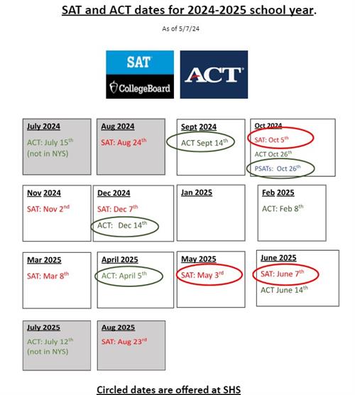 SAT & ACT dates 24-25